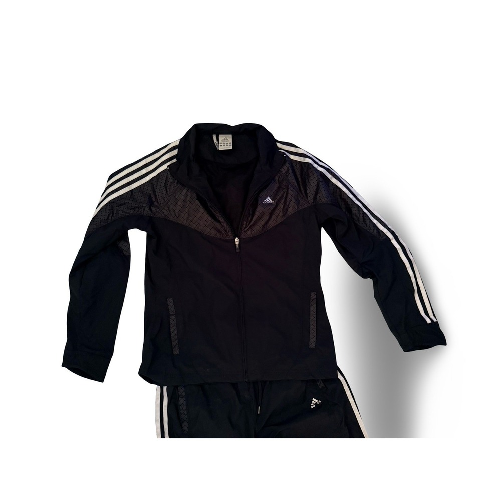 adidas VTG Women's S Black Tracksuit Athletic 3-Stripe Zip-Up Jacket & Jogger - Picture 3 of 10